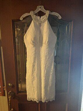NWT David's Bridal Short Halter Tank Beaded Cocktail/Wedding Dress - Size 10
